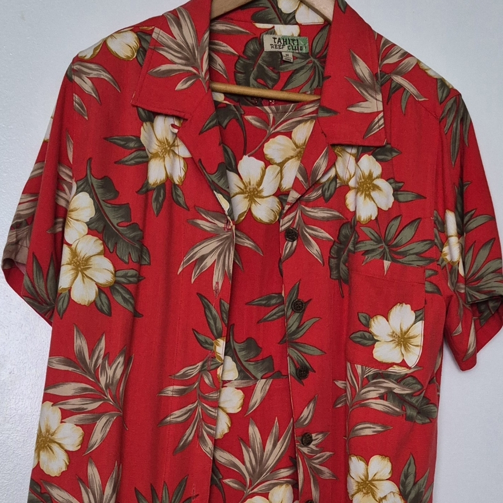 Tropical Red Floral Shirt With Matching Dress